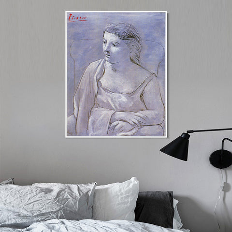 INVIN ART Framed Canvas Giclee Print Art 1922 Femme assise dans un fauteuil by Pablo Picasso Wall Art Living Room Home Office Decorations