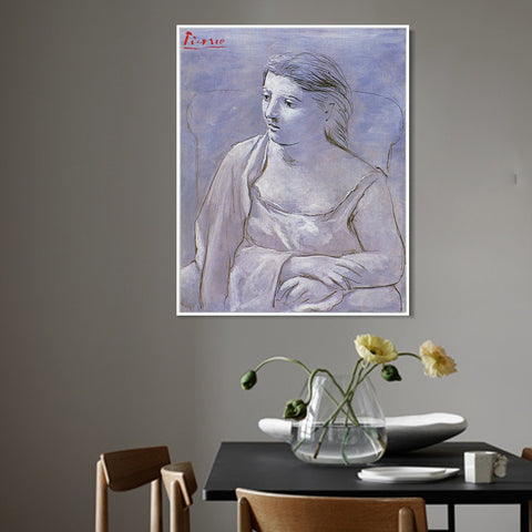 INVIN ART Framed Canvas Giclee Print Art 1922 Femme assise dans un fauteuil by Pablo Picasso Wall Art Living Room Home Office Decorations
