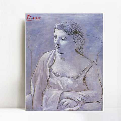 INVIN ART Framed Canvas Giclee Print Art 1922 Femme assise dans un fauteuil by Pablo Picasso Wall Art Living Room Home Office Decorations