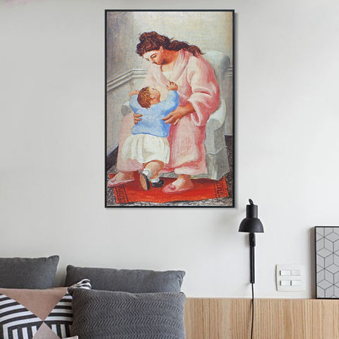 INVIN ART Framed Canvas Giclee Print Art 1922 Mother and child2 by Pablo Picasso Wall Art Living Room Home Office Decorations