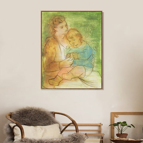 INVIN ART Framed Canvas Giclee Print Art Mother and Child 1922 by Pablo Picasso Wall Art Living Room Home Office Decorations