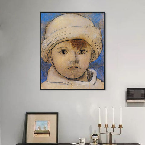 INVIN ART Framed Canvas Giclee Print Art 1923 Portrait de Paulo au bonnet blanc by Pablo Picasso Wall Art Living Room Home Office Decorations