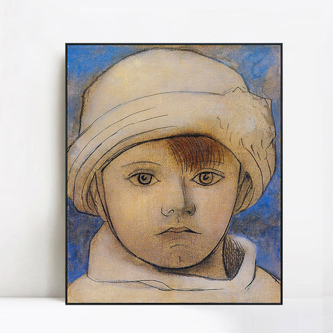 INVIN ART Framed Canvas Giclee Print Art 1923 Portrait de Paulo au bonnet blanc by Pablo Picasso Wall Art Living Room Home Office Decorations