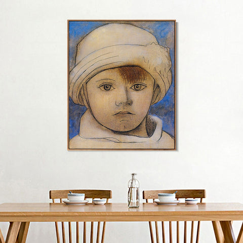 INVIN ART Framed Canvas Giclee Print Art 1923 Portrait de Paulo au bonnet blanc by Pablo Picasso Wall Art Living Room Home Office Decorations