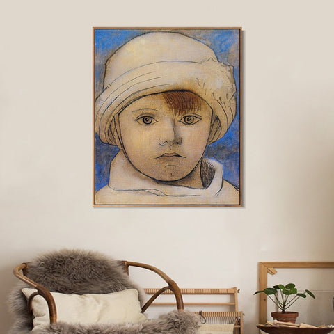 INVIN ART Framed Canvas Giclee Print Art 1923 Portrait de Paulo au bonnet blanc by Pablo Picasso Wall Art Living Room Home Office Decorations