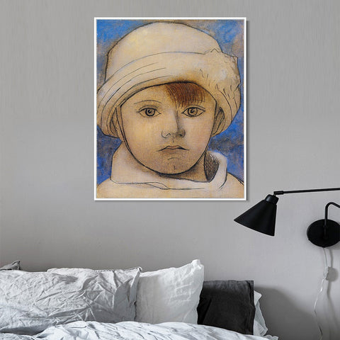 INVIN ART Framed Canvas Giclee Print Art 1923 Portrait de Paulo au bonnet blanc by Pablo Picasso Wall Art Living Room Home Office Decorations