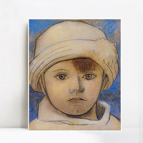 INVIN ART Framed Canvas Giclee Print Art 1923 Portrait de Paulo au bonnet blanc by Pablo Picasso Wall Art Living Room Home Office Decorations