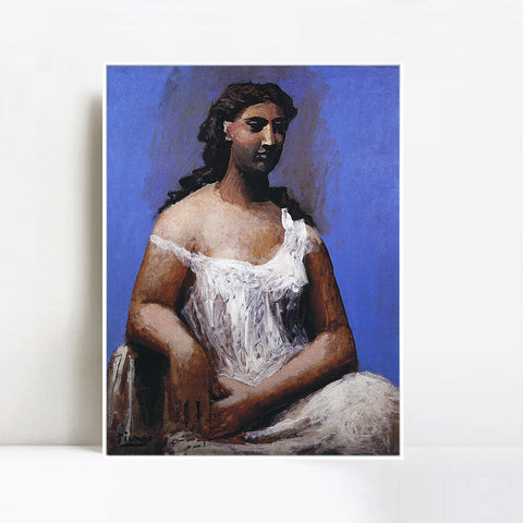 INVIN ART Framed Canvas Giclee Print Art 1923 Femme assise en chemise by Pablo Picasso Wall Art Living Room Home Office Decorations