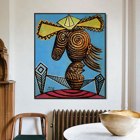 INVIN ART Framed Canvas Giclee Print Art 1938 Figure fausse au chapeau, assise sur une chaise by Pablo Picasso Wall Art Living Room Home Office Decorations