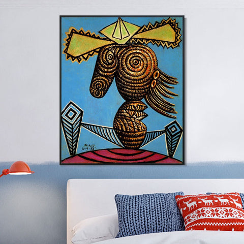 INVIN ART Framed Canvas Giclee Print Art 1938 Figure fausse au chapeau, assise sur une chaise by Pablo Picasso Wall Art Living Room Home Office Decorations