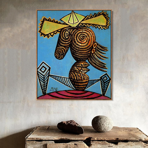 INVIN ART Framed Canvas Giclee Print Art 1938 Figure fausse au chapeau, assise sur une chaise by Pablo Picasso Wall Art Living Room Home Office Decorations