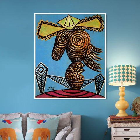 INVIN ART Framed Canvas Giclee Print Art 1938 Figure fausse au chapeau, assise sur une chaise by Pablo Picasso Wall Art Living Room Home Office Decorations
