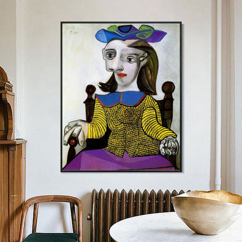 INVIN ART Framed Canvas Giclee Print Art 1939 Le chandail jaune (Dora) by Pablo Picasso Wall Art Living Room Home Office Decorations