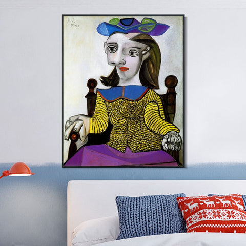 INVIN ART Framed Canvas Giclee Print Art 1939 Le chandail jaune (Dora) by Pablo Picasso Wall Art Living Room Home Office Decorations