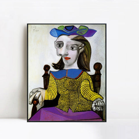 INVIN ART Framed Canvas Giclee Print Art 1939 Le chandail jaune (Dora) by Pablo Picasso Wall Art Living Room Home Office Decorations