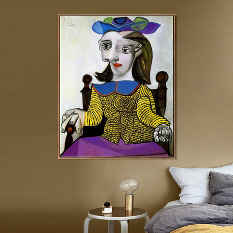 INVIN ART Framed Canvas Giclee Print Art 1939 Le chandail jaune (Dora) by Pablo Picasso Wall Art Living Room Home Office Decorations