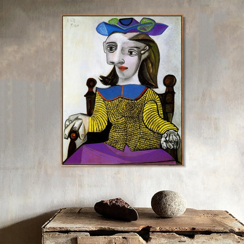 INVIN ART Framed Canvas Giclee Print Art 1939 Le chandail jaune (Dora) by Pablo Picasso Wall Art Living Room Home Office Decorations