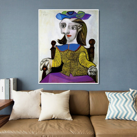 INVIN ART Framed Canvas Giclee Print Art 1939 Le chandail jaune (Dora) by Pablo Picasso Wall Art Living Room Home Office Decorations