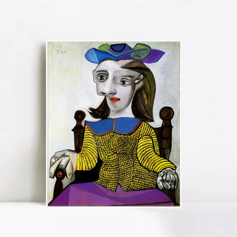 INVIN ART Framed Canvas Giclee Print Art 1939 Le chandail jaune (Dora) by Pablo Picasso Wall Art Living Room Home Office Decorations