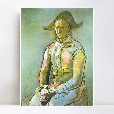 INVIN ART Framed Canvas Giclee Print Art 1923 Arlequin assis (Jacinto Salvado) by Pablo Picasso Wall Art Living Room Home Office Decorations