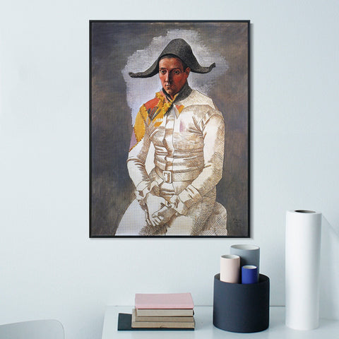INVIN ART Framed Canvas Giclee Print Art 1923 Arlequin assis (Le peintre Jacinto Salvado) by Pablo Picasso Wall Art Living Room Home Office Decorations