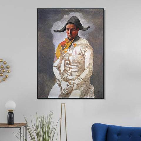 INVIN ART Framed Canvas Giclee Print Art 1923 Arlequin assis (Le peintre Jacinto Salvado) by Pablo Picasso Wall Art Living Room Home Office Decorations