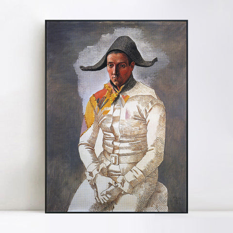 INVIN ART Framed Canvas Giclee Print Art 1923 Arlequin assis (Le peintre Jacinto Salvado) by Pablo Picasso Wall Art Living Room Home Office Decorations
