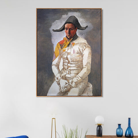INVIN ART Framed Canvas Giclee Print Art 1923 Arlequin assis (Le peintre Jacinto Salvado) by Pablo Picasso Wall Art Living Room Home Office Decorations