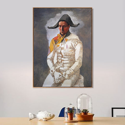 INVIN ART Framed Canvas Giclee Print Art 1923 Arlequin assis (Le peintre Jacinto Salvado) by Pablo Picasso Wall Art Living Room Home Office Decorations