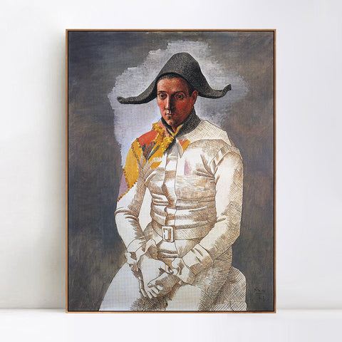 INVIN ART Framed Canvas Giclee Print Art 1923 Arlequin assis (Le peintre Jacinto Salvado) by Pablo Picasso Wall Art Living Room Home Office Decorations