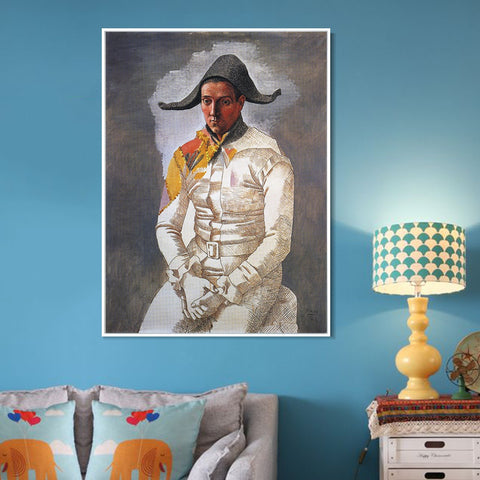 INVIN ART Framed Canvas Giclee Print Art 1923 Arlequin assis (Le peintre Jacinto Salvado) by Pablo Picasso Wall Art Living Room Home Office Decorations