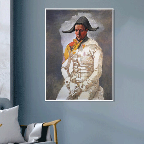 INVIN ART Framed Canvas Giclee Print Art 1923 Arlequin assis (Le peintre Jacinto Salvado) by Pablo Picasso Wall Art Living Room Home Office Decorations