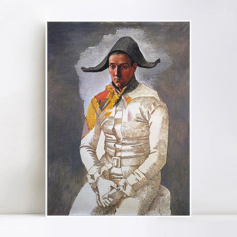 INVIN ART Framed Canvas Giclee Print Art 1923 Arlequin assis (Le peintre Jacinto Salvado) by Pablo Picasso Wall Art Living Room Home Office Decorations