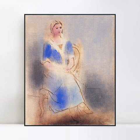 INVIN ART Framed Canvas Giclee Print Art 1923 Olga assise by Pablo Picasso Wall Art Living Room Home Office Decorations