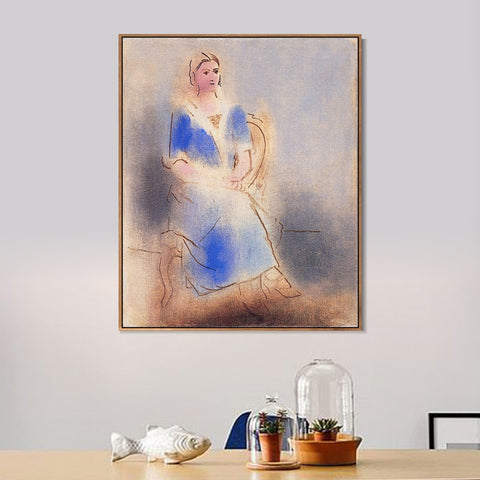 INVIN ART Framed Canvas Giclee Print Art 1923 Olga assise by Pablo Picasso Wall Art Living Room Home Office Decorations