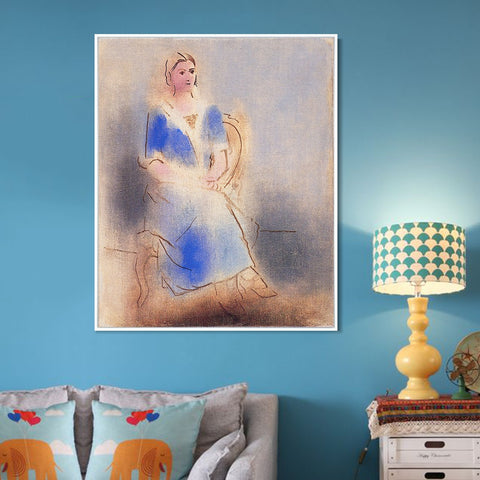 INVIN ART Framed Canvas Giclee Print Art 1923 Olga assise by Pablo Picasso Wall Art Living Room Home Office Decorations