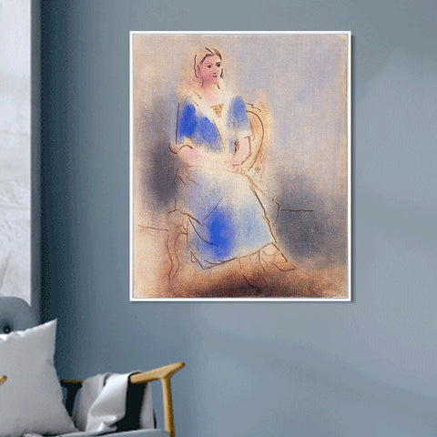 INVIN ART Framed Canvas Giclee Print Art 1923 Olga assise by Pablo Picasso Wall Art Living Room Home Office Decorations