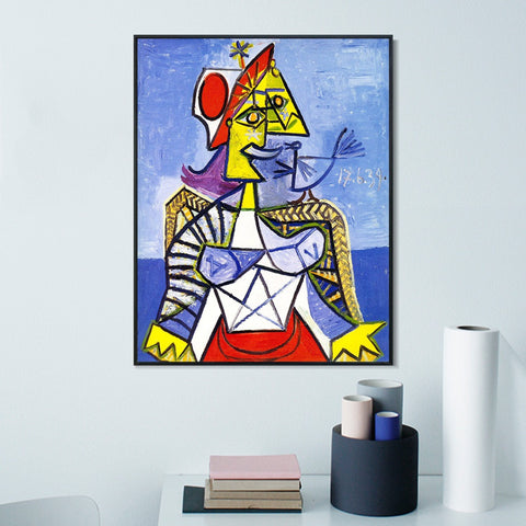 INVIN ART Framed Canvas Giclee Print Art 1939 Femme assise by Pablo Picasso Wall Art Living Room Home Office Decorations