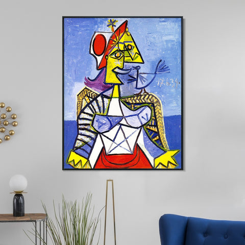 INVIN ART Framed Canvas Giclee Print Art 1939 Femme assise by Pablo Picasso Wall Art Living Room Home Office Decorations