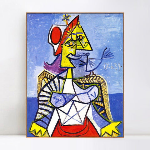 INVIN ART Framed Canvas Giclee Print Art 1939 Femme assise by Pablo Picasso Wall Art Living Room Home Office Decorations