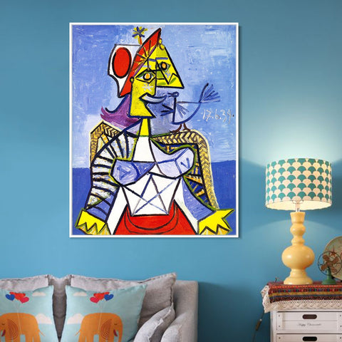 INVIN ART Framed Canvas Giclee Print Art 1939 Femme assise by Pablo Picasso Wall Art Living Room Home Office Decorations