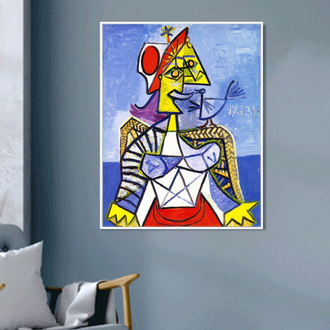 INVIN ART Framed Canvas Giclee Print Art 1939 Femme assise by Pablo Picasso Wall Art Living Room Home Office Decorations