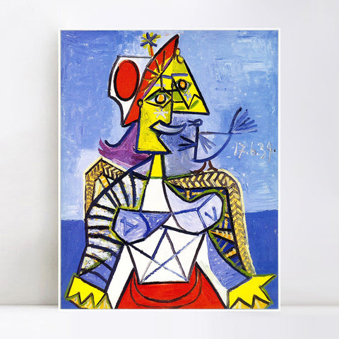 INVIN ART Framed Canvas Giclee Print Art 1939 Femme assise by Pablo Picasso Wall Art Living Room Home Office Decorations