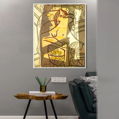 INVIN ART Framed Canvas Giclee Print Art 1927 Femme dans un fauteuil2 by Pablo Picasso Wall Art Living Room Home Office Decorations