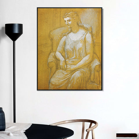 INVIN ART Framed Canvas Giclee Print Art 1923 Femme assise dans un fauteuil1 by Pablo Picasso Wall Art Living Room Home Office Decorations