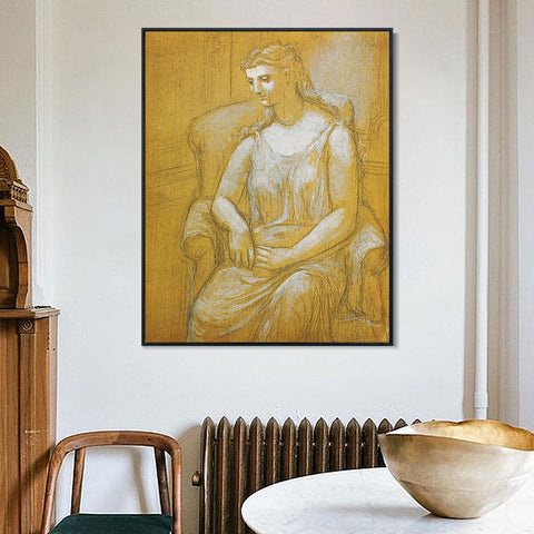 INVIN ART Framed Canvas Giclee Print Art 1923 Femme assise dans un fauteuil1 by Pablo Picasso Wall Art Living Room Home Office Decorations