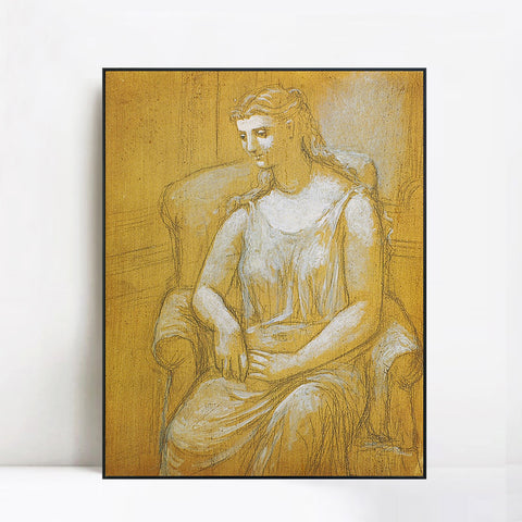 INVIN ART Framed Canvas Giclee Print Art 1923 Femme assise dans un fauteuil1 by Pablo Picasso Wall Art Living Room Home Office Decorations
