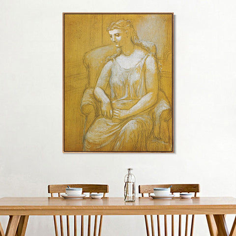 INVIN ART Framed Canvas Giclee Print Art 1923 Femme assise dans un fauteuil1 by Pablo Picasso Wall Art Living Room Home Office Decorations
