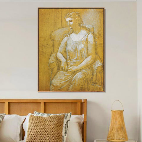 INVIN ART Framed Canvas Giclee Print Art 1923 Femme assise dans un fauteuil1 by Pablo Picasso Wall Art Living Room Home Office Decorations