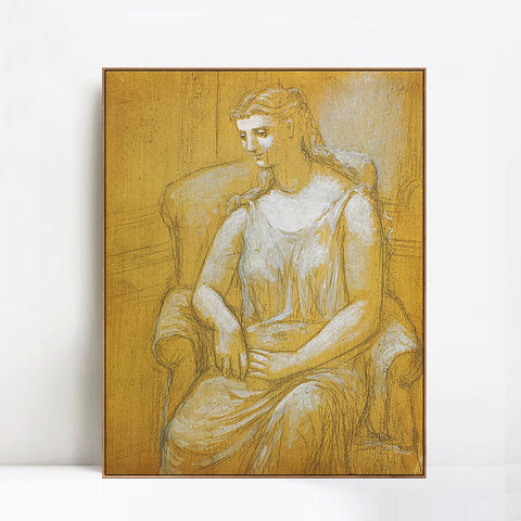 INVIN ART Framed Canvas Giclee Print Art 1923 Femme assise dans un fauteuil1 by Pablo Picasso Wall Art Living Room Home Office Decorations